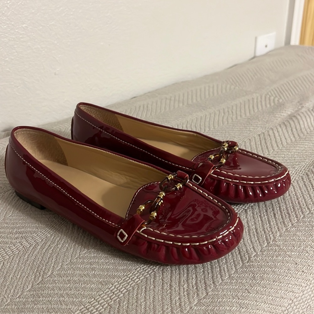 Patent leather wine loafers from Talbots 9 narrow to medium fit